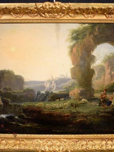 Paysage de la campagne romaine - école flamande italienne du XVIIIe siècle - Romano Ischia